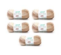Gründl Wolle Cotton Quick Batik - dünne Wolle zum Häkeln mit Farbverlauf - Strickgarn - Glänzend und hautfreundlich - 100% Baumwolle - 5 Knäuel 100 g / 260 m - Nadelstärke 3-4 - Natur-braun-beige