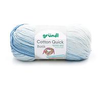 Gründl Wolle Cotton Quick Batik Strickgarn/Häkelgarn (Garn mit Farbverlauf aus 100% Baumwolle, OEKO-TEX zertifiziert, 100 g / 260 m, Nadelstärke: 3-4, 1 x 100 g), hellblau-mittelblau-dunkelblau