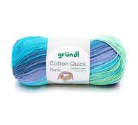 Gründl Wolle Cotton Quick Batik Strickgarn/Häkelgarn (Garn mit Farbverlauf aus 100% Baumwolle, OEKO-TEX zertifiziert, 100 g / 260 m, Nadelstärke: 3-4, 1 x 100 g), hellblau-violett-apfelgrün