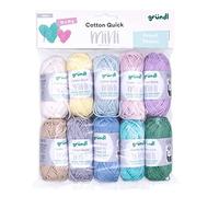 Gründl Wolle Cotton Quick Mini Shades - dünne Wolle zum Häkeln von kleinen Figuren - Glänzend und hautfreundlich - 100% Baumwolle - 10 Miniknäuel 15 g / 37 m - Nadelstärke 3-4 - pastell