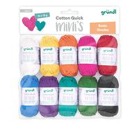 Gründl Wolle Cotton Quick Mini Shades - dünne Wolle zum Häkeln von kleinen Figuren - Glänzend und hautfreundlich - 100% Baumwolle - 10 Miniknäuel 15 g / 37 m - Nadelstärke 3-4 - bunt