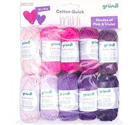 Gründl Wolle Cotton Quick Mini Shades - dünne Wolle zum Häkeln von kleinen Figuren - Glänzend und hautfreundlich - 100% Baumwolle - 10 Miniknäuel 15 g / 37 m - Nadelstärke 3-4 - pink and violet
