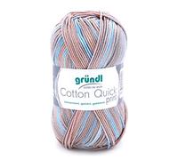 Gründl Wolle Cotton Quick print - dünn zum Häkeln mit Farbverlauf - Strickgarn - Glänzend und hautfreundlich - 100% Baumwolle - 1 Knäuel 50 g / 125 m - Nadelstärke 3-4 - Beige-blau-grau