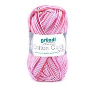 Gründl Wolle Cotton Quick print - dünn zum Häkeln mit Farbverlauf - Strickgarn - Glänzend und hautfreundlich - 100% Baumwolle - 1 Knäuel 50 g / 125 m - Nadelstärke 3-4 - Rosa-Fuchsia