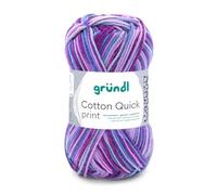Gründl Wolle Cotton Quick print - dünn zum Häkeln mit Farbverlauf - Strickgarn - Glänzend und hautfreundlich - 100% Baumwolle - 1 Knäuel 50 g / 125 m - Nadelstärke 3-4 - Aubergine