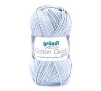 Gründl Wolle Cotton Quick print - dünn zum Häkeln mit Farbverlauf - Strickgarn - Glänzend und hautfreundlich - 100% Baumwolle - 1 Knäuel 50 g / 125 m - Nadelstärke 3-4 - Mint-blau-weiß-grau