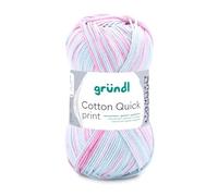 Gründl Wolle Cotton Quick print - dünn zum Häkeln mit Farbverlauf - Strickgarn - Glänzend und hautfreundlich - 100% Baumwolle - 1 Knäuel 50 g / 125 m - Nadelstärke 3-4 - Rose-Mint-Weiß-Mix