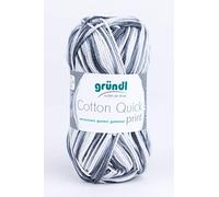Gründl Wolle Cotton Quick print - dünn zum Häkeln mit Farbverlauf - Strickgarn - Glänzend und hautfreundlich - 100% Baumwolle - 1 Knäuel 50 g / 125 m - Nadelstärke 3-4 - Schwarz-grau