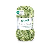 Gründl Wolle Cotton Quick print - dünne Wolle mit Farbverlauf zum Häkeln - Häkelgarn - Glänzend und hautfreundlich - 100% Baumwolle - 1 Knäuel 50 g / 125 m - Nadelstärke 3-4 - zitrone-olive-moos