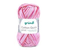 Gründl Wolle Cotton Quick print - dünne Wolle mit Farbverlauf zum Häkeln - Häkelgarn - Glänzend und hautfreundlich - 100% Baumwolle - 1 Knäuel 50 g / 125 m - Nadelstärke 3-4 - Rosa-Fuchsia