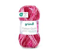 Gründl Wolle Cotton Quick print - dünne Wolle mit Farbverlauf zum Häkeln - Häkelgarn - Glänzend und hautfreundlich - 100% Baumwolle - 1 Knäuel 50 g / 125 m - Nadelstärke 3-4 - fuchsia-cranbery-pink