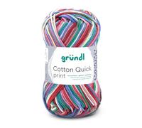 Gründl Cotton Quick print Garn, Baumwolle, Rot-Blau-Gelb Multicolor, Ca. 125 m