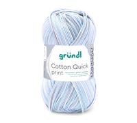Gründl Wolle Cotton Quick print - dünne Wolle mit Farbverlauf zum Häkeln - Häkelgarn - Glänzend und hautfreundlich - 100% Baumwolle - 1 Knäuel 50 g / 125 m - Nadelstärke 3-4 - Mint-blau-weiß-grau