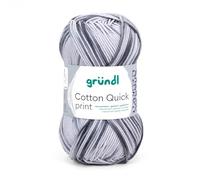 Gründl Wolle Cotton Quick print - dünne Wolle mit Farbverlauf zum Häkeln - Häkelgarn - Glänzend und hautfreundlich - 100% Baumwolle - 1 Knäuel 50 g / 125 m - Nadelstärke 3-4 - Schwarz-grau