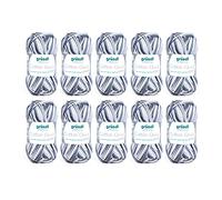 Gründl Cotton Quick Print Strickgarn/Häkelgarn (farbenfrohes Garn aus 100% Baumwolle, OEKO-TEX zertifiziert, Nadelstärke: 3 - 4) 10 x 50 g, Schwarz-grau Multicolor