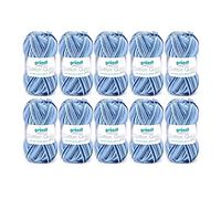 Gründl Cotton Quick Print Strickgarn/Häkelgarn (farbenfrohes Garn aus 100% Baumwolle, OEKO-TEX zertifiziert, 50 g / 125 m, Nadelstärke: 3 - 4, 10 x 50 g), blau-marine-grau-mix color