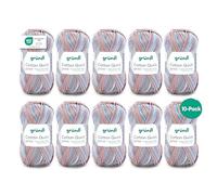 Gründl Cotton Quick Print Strickgarn / Häkelgarn (farbenfrohes Garn aus 100% Baumwolle, OEKO-TEX zertifiziert, 50 g / 125 m, Nadelstärke: 3 - 4, 10 x 50 g), Beige-blau-grau-mix color