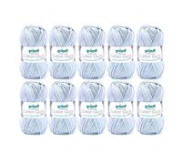 Gründl Cotton Quick Print Strickgarn/Häkelgarn (farbenfrohes Garn aus 100% Baumwolle, OEKO-TEX zertifiziert, 50 g / 125 m, Nadelstärke: 3 - 4, 10 x 50 g), Mint-blau-weiß-grau-mix color