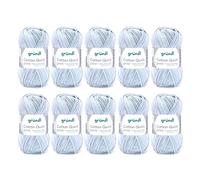 Gründl Cotton Quick Print Strickgarn/Häkelgarn (farbenfrohes Garn aus 100% Baumwolle, OEKO-TEX zertifiziert, 50 g / 125 m, Nadelstärke: 3 - 4, 10 x 50 g), Mint-blau-weiß-grau-mix color