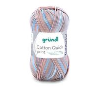 Gründl Wolle Cotton Quick print Häkelgarn 1 Knäuel 50 g, Beige-blau-grau