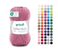 Gründl Wolle Cotton Quick uni - Wolle zum Häkeln aus 100% Baumwolle - Wolle zum Stricken - glänzendes Baumwollgarn 1 Knäuel 50 g / 125 m - altrosa