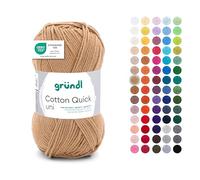 Gründl Wolle Cotton Quick uni - dünne Wolle zum Häkeln - Strickgarn - Häkelgarn - Glänzend und hautfreundlich - 100% Baumwolle - 1 Knäuel 50 g / 125 m - Nadelstärke 3-4 - messing