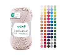 Gründl Wolle Cotton Quick uni - dünne Wolle zum Häkeln - Strickgarn - Häkelgarn - Glänzend und hautfreundlich - 100% Baumwolle - 1 Knäuel 50 g / 125 m - Nadelstärke 3-4 - Sand