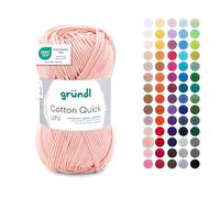Gründl Wolle Cotton Quick uni - dünne Wolle zum Häkeln - Strickgarn - Häkelgarn - Glänzend und hautfreundlich - 100% Baumwolle - 1 Knäuel 50 g / 125 m - Nadelstärke 3-4 - Apricot