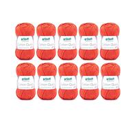 Gründl Wolle Cotton Quick uni - dünne Wolle zum Häkeln - Strickgarn - Häkelgarn - Glänzend und hautfreundlich - 100 % Baumwolle - 10 Knäuel 50 g / 125 m - Nadelstärke 3- 4 - Orange