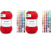 Gründl Wolle Cotton Quick uni - dünne Wolle zum Häkeln - Strickgarn - Häkelgarn - Glänzend und hautfreundlich - 100% Baumwolle - 1 Knäuel 50 g / 125 m - Nadelstärke 3-4 - Kirsche (Packung mit 2)