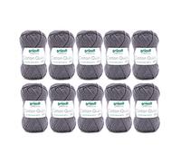 Gründl Wolle Cotton Quick uni - dünne Wolle zum Häkeln - Strickgarn - Häkelgarn - Glänzend und hautfreundlich - 100% Baumwolle - 10 Knäuel 50 g / 125 m - Nadelstärke 3-4 - Mausgrau
