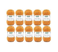 Gründl Cotton Quick Uni Strickgarn / Häkelgarn, 10 Knäuel à 50 g (farbenfrohes Garn aus 100% Baumwolle, OEKO-TEX zertifiziert, 50 g / 125 m, Nadelstärke: 3 - 4, 10 x 50 g), Senf