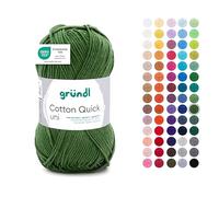 Gründl Wolle Cotton Quick uni - dünne Wolle zum Häkeln - Strickgarn - Häkelgarn - Glänzend und hautfreundlich - 100% Baumwolle - 1 Knäuel 50 g / 125 m - Nadelstärke 3-4 - moos