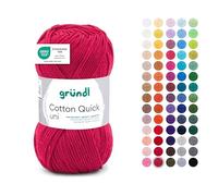 Gründl Wolle Cotton Quick uni - Wolle zum Häkeln aus 100% Baumwolle - Wolle zum Stricken - glänzendes Baumwollgarn 1 Knäuel 50 g / 125 m - Nadelstärke 3-4 -weinrot