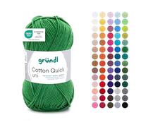 Gründl Wolle Cotton Quick uni - dünne Wolle zum Häkeln - Strickgarn - Häkelgarn - Glänzend und hautfreundlich - 100% Baumwolle - 1 Knäuel 50 g / 125 m - Nadelstärke 3-4 - Farn