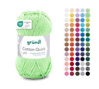 Gründl Wolle Cotton Quick uni - dünne Wolle zum Häkeln - Strickgarn - Häkelgarn - Glänzend und hautfreundlich - 100% Baumwolle - 1 Knäuel 50 g / 125 m - Nadelstärke 3-4 - Kiwi