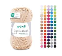 Gründl Wolle Cotton Quick uni - dünne Wolle zum Häkeln - Strickgarn - Häkelgarn - Glänzend und hautfreundlich - 100% Baumwolle - 1 Knäuel 50 g / 125 m - Nadelstärke 3-4 - eierschale