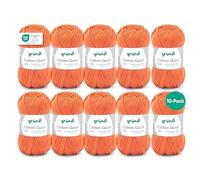 Gründl Cotton Quick Uni, Vorteilspack 10 Knäuel à 50 g (strapazierfähige und langlebige Wolle, pflegeleichtes waschbares Garn aus 100 % Baumwolle, 50 g / 125 m, Nadelstärke: 3 - 4, 10 x 50 g), Orange