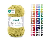 Gründl Wolle Cotton Quick uni - Wolle zum Häkeln aus 100% Baumwolle - Wolle zum Stricken - glänzendes Baumwollgarn 1 Knäuel 50 g / 125 m - Hellolive