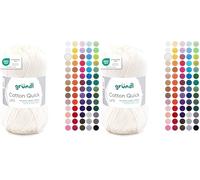 Gründl Wolle Cotton Quick uni - dünne Wolle zum Häkeln - Strickgarn - Häkelgarn - Glänzend und hautfreundlich - 100% Baumwolle - 1 Knäuel 50 g / 125 m - Nadelstärke 3-4 - Wollweiß (Packung mit 2)