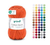 Gründl Wolle Cotton Quick – Baumwollgarn 100%, glänzend – 50 g/125 m, Nadelstärke 3–4 – rostrot