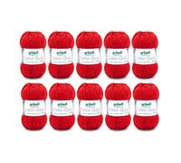 Gründl Wolle Cotton Quick uni - dünne Wolle zum Häkeln - Strickgarn - Häkelgarn - Glänzend und hautfreundlich - 100% Baumwolle - 10 Knäuel 50 g / 125 m - Nadelstärke 3-4 - Kirsche