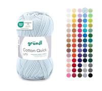 Gründl Wolle Cotton Quick uni - dünne Wolle zum Häkeln - Strickgarn - Häkelgarn - Glänzend und hautfreundlich - 100% Baumwolle - 1 Knäuel 50 g / 125 m - Nadelstärke 3-4 - blassblau