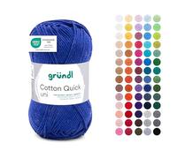 Gründl Wolle Cotton Quick uni - dünne Wolle zum Häkeln - Strickgarn - Häkelgarn - Glänzend und hautfreundlich - 100% Baumwolle - 1 Knäuel 50 g / 125 m - Nadelstärke 3-4 - Marineblau