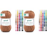 Gründl Wolle Cotton Quick uni - dünne Wolle zum Häkeln - Strickgarn - Häkelgarn - Glänzend und hautfreundlich - 100% Baumwolle - 1 Knäuel 50 g / 125 m - Nadelstärke 3-4 - Caramell (Packung mit 2)