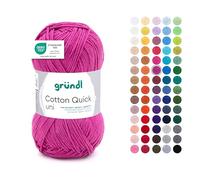 Gründl Wolle Cotton Quick uni - dünne Wolle zum Häkeln - Strickgarn - Häkelgarn - Glänzend und hautfreundlich - 100% Baumwolle - 1 Knäuel 50 g / 125 m - Nadelstärke 3-4 - Orchidee