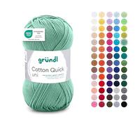 Gründl Wolle Cotton Quick uni Häkelgarn 1 Knäuel 50 g, apfelgrün | dünne Wolle zum Häkeln - Strickgarn - Häkelgarn - Glänzend und hautfreundlich - 100 % Baumwolle - 50 g / 125 m
