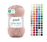 Gründl Wolle Cotton Quick uni Häkelgarn 1 Knäuel 50 g, Beige | dünne Wolle zum Häkeln - Strickgarn - Häkelgarn - Glänzend und hautfreundlich - 100 % Baumwolle - 50 g / 125 m