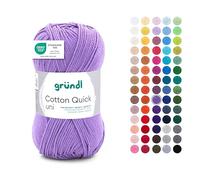 Gründl Wolle Cotton Quick uni Häkelgarn 1 Knäuel 50 g, Lavendel | dünne Wolle zum Häkeln - Strickgarn - Häkelgarn - Glänzend und hautfreundlich - 100 % Baumwolle - 50 g / 125 m