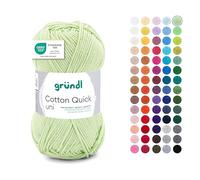 Gründl Wolle Cotton Quick uni Häkelgarn 1 Knäuel 50 g, lindgrün | dünne Wolle zum Häkeln - Strickgarn - Häkelgarn - Glänzend und hautfreundlich - 100 % Baumwolle - 50 g / 125 m